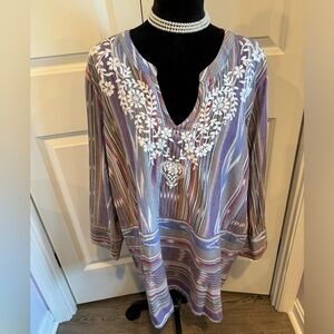 Looks new Tunic Cold Water Creek quality! Long sleeve. Cool all cotton.  3X